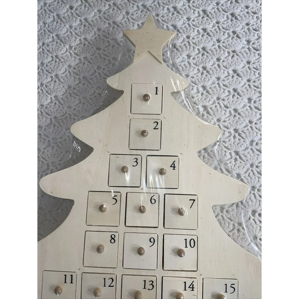 Wooden DIY Christmas Tree Advent Calender Stand Trinket Box Drawers Xmas